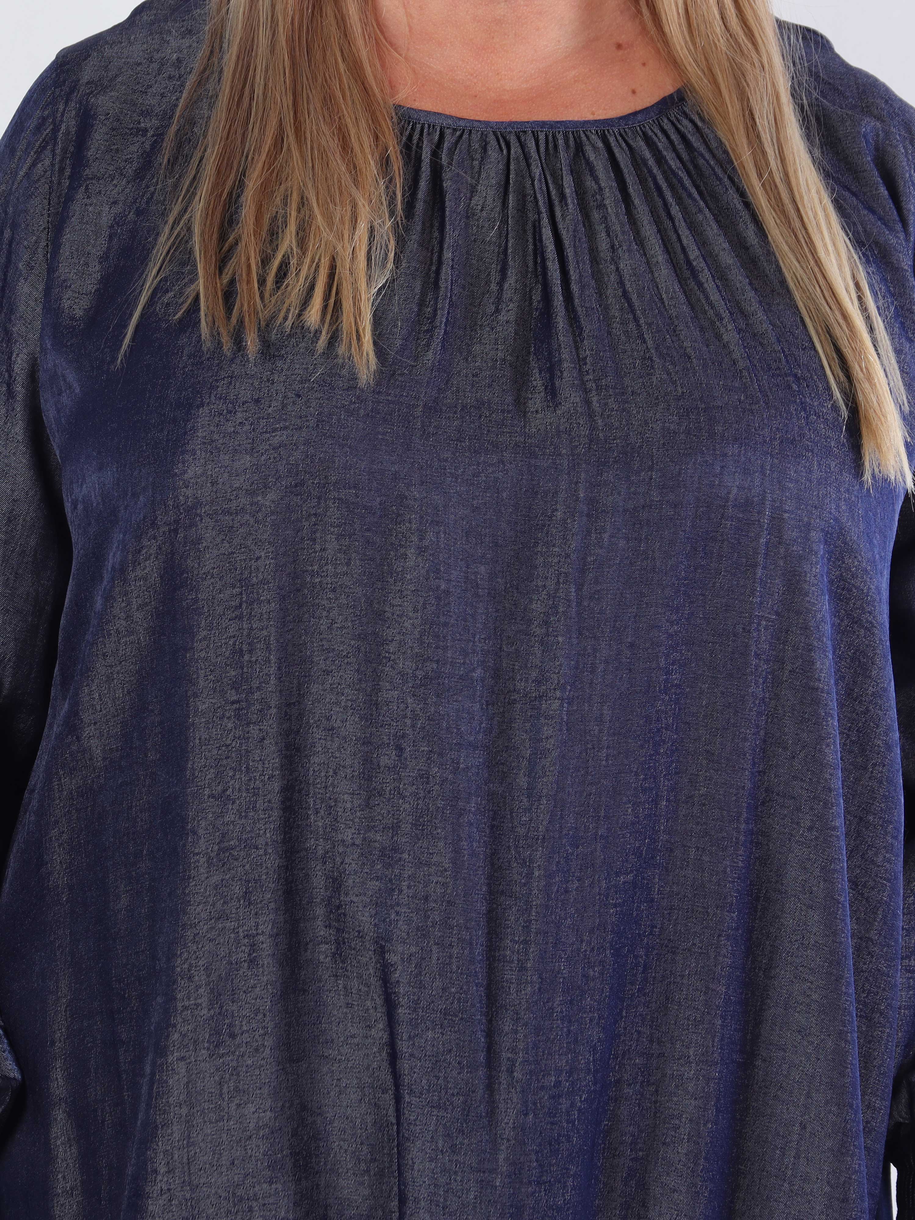 Miracle Denim Dress L/S - Plus size-klänning med resår i nederkanten